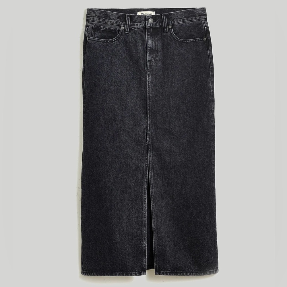 NWT Madewell Denim Mid-Rise Maxi Skirt in Lunar Wash